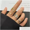Band Rings Fashion Butterfly Wide Ring Friendship Jewelry Gift Men Womens Sier Gold Color Personality Adjustable Couple Drop Delivery Dhrqh