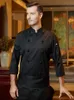 Chemise de chef noire de haute qualité, veste de cuisinier de restaurant, manteau de cuisine d'hôtel, manches Lg, vêtements de travail de serveur, uniforme de cuisine de cantine I4By #