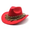 Baretten Britse stijl riem zachte vilten hoed voor mannen en vrouwen Top platte rand gentleman wollen jazz western cowboy