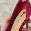 Geklede schoenen Dames Fetisj 9,5 cm Hoge hakken Koningsblauw Bordeaux Zijden Pumps Satijn Stiletto Dame Escarpins Bruiloft Bruidsfeest Schoolfeest Roze