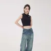 2023 New American Pi Shuai Wide Leg Jeans Womens Cool and Spicy High Waist Versatile Washed Straight leg Jeans