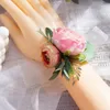 Poignet de mariage Corsage Bracelet de demoiselle d'honneur Soie Rose Fr Poignet Fr Main de mariage Frs Party Decor Accessoires de mariage 41Eh #