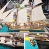 1 Set segelbåt Toys Assembling Building Kits Ship Model Assembled Wood Kit Wood Diy Crafts Woodensailing P7H1 240319