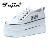 Tofflor fujin 7.5 cm plattform sneakers kilskor äkta läder kvinnor vår hösten casual skor mode sneakers dolda häl sommaren