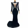 sexy Stage Evening Black Veet Sier Rhinestes Big Train Dr Crystals Outfit Nightclub Birthday Party Gowns Collectis E3mH#