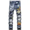 Men's Jeans New Fall 2024 Men's Jeans Fashion Urban Ripped Print Patchwork Mid-Rise Pants