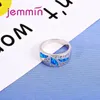 Кольца кластера, классический полый синий опал для женщин, аксессуары для вечеринок, ювелирные изделия из стерлингового серебра 925 пробы, кольцо на палец