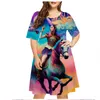 Streetwear Fi Femmes 3D Horse Print Dr Élégant Doux Casual O-Cou Manches Courtes Mini Dr Été Plus Taille Dres 6XL u5oh #