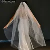 MMQ M92 Off-White Wedding Veil med Comb White Plain Yarn Waltz Längd Bridal Veils Elegant Soft Tulle Wedding Accores M53C#