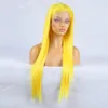 613 colorful chemical fiber front lace long straight matte high temperature wire 13*4 hand hook glueless wig yellow synthetic hair products
