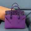 Sac fourre-tout de créateur de mode sacs à main de luxe de haute qualité 30CM peau d'alligator togo sac femme bicolore sac fourre-tout moyen couture à la main sac violet emballage de boîte-cadeau sac de dame