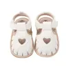 Sandali Sandali piatti unisex-bambino neonato Suola morbida con ritaglio a cuore Principessa Scarpe da passeggio per bambino 240329