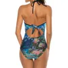 Women's Swimwear Mutton Reef Deep V-Neck Halter One-Piece Swimsuit Ladies Monokini Beach Bathing Suits Snapper Yellowtail