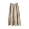 Skirts 2024 Women's Fashion Autumn And Winter Cashmere High Waist Umbrella Skirt Vintage Tassel Knitted Loose Abstract Stripe