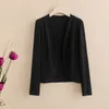 Cardigan sottile in seta di ghiaccio con maniche Lg sexy da donna Stile coreano Cardigan sottile con scollo a V nero per donna 2023 Protezione solare estiva Top h1Kj #