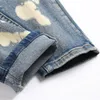 Jeans patchwork strappati vintage blu Jeans a vita media Fi Staple Pantaloni denim da uomo casual Abbigliamento hip-hop u87e #