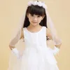 bambini bambini ragazze piccoli principi per capelli doppi strati di tulle veli da sposa frs garland arruffata di pizzo floreale matrimonio 2 c1qx#