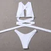 Женский купальник 2024, летний сексуальный однотонный бикини с подушкой на груди, купальник с разрезом в трех точках