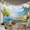 Tapestries Greece Building Garden Tapestry Sofa Blanket Bedroom Bed Cover Yoga Mat Living Room Home Decor Wall Large Beach Towels