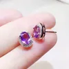 Kolczyki na biżuterię naturalny prawdziwy kolczyk Amethyst 925 srebro 0,85ct 2pcs kamień szlachetny grzywna x231037