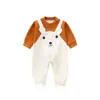 Mignon ours bébé barboteuse automne à manches longues pantalon combinaison pour bébé fille garçon coréen dessin animé enfant en bas âge body tenues 240323