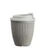 Mugs 280Ml Leak-Proof Insulated Coffee Grounds Degradable Cup Plastic Snap Lid Double Layer