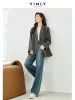 Vimly Korean Fi Grey Blazer For Women Elegancki prosty płaszcz dopasowany 2024 Spring Nowy w Lady Kurtki odzież M3880 76HA#