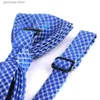 Bow Ties Small Check Bow tie For Men Women Blue Red Adult Plaid Bow Ties Cravats Suits Gentleman Bow knot For Party Wedding Bowties Y240329