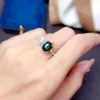 Bagues de cluster MeiBaPJ Naturel Black Opal Gemstone Bague de mode pour femmes Réel 925 Sterling Silver Charm Fine Party Bijoux