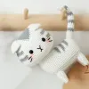 Miniature simpatico fiorellino gatto tessuto fatto a mano palla di filo tessuto fai da te borsa in lana uncinetto lavorato a maglia ornamento bambola borsa in materiale regalo creativo