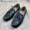 Casual Shoes 2024 Flat Women Genuine Leather Lace Up Loafers Female Round Toe Leisure Walk Comfort British Style Woman