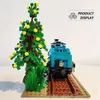 Clássico retro verde vapor modelo de construção cidade transporte ferroviário trem montagem blocos presentes natal brinquedo