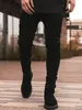 2022 Nya mäns stretch magra svarta jeans FI Casual Side Stripe Stitching Slim Fit Pencil Denim Pants Mane Brand Clothing E269#