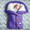 Filtar baby vinter varma sovsäckar spädbarn knapp stickad swaddle wrap swaddling barnvagn
