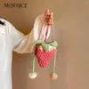 Sac à main fourre-tout polyvalent pour femmes, Kawaii, fraise, bandoulière décontracté, Adorable épaule, bricolage, dessin animé, mignon, tricot