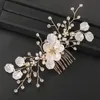 Fr Vintage Hair Combs Rhineste Pearls Headpiece Head Wedding Biżuteria Bridal Party Gift Hair Acries Klipsy E244#