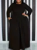 4xl 5xl Dres Dres Plus Women Black LG Sleeve Maxi Dr Autumn Winter Urban Gypsy Fi Dres Ropa Mujer Big Size 3xl 22EF##