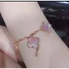 Van Clover Halskette Sterling Silber S925 Premium Vierblättriges Kleeblatt Neue Farbe Rosa Muschel Halskette 18 Karat Roségold Natürliches Fünf-Blumen-Armband