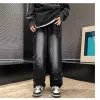 2023 NOWOŚĆ gwiazdki Haft ręczników Brązowe mężczyzn dżinsowe spodnie Y2K Ubrania proste Hip Hop Cott Spodni Pantal Homtal D6kx#