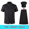 Zwarte Koksjas Restaurant Keuken Uniform Hotel Chef's Overalls voor de Kok Bakkerij Heren Ober Apr Cafe Koksmuts A0zp #