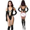 Anzüge Plus Size Hollow -out Latex CatSuit High Cut Tanga Bikini Bikini Swimwear sexy schwarzer Körper formen Monokini Bodysuit Sukumizu Badeanzug