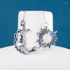 Baumelnde Ohrringe Cellacity Böhmischer Stil Sonne Mond Für Frauen Thai Silber Ohrtropfen Runder Mondstein Charm Schmuck Party Alltag