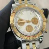 CHRONOMAT WATCHES SILVER DIAL ROSE GOLD STAINLESS STEEL ref CB0140 Quartz Chronograph Working Men's Watch2413