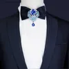 Noeuds papillon personnalisé original mariage noeud papillon de luxe strass collier de velours fleur britannique affaires banquet fête hommes marié bijoux Y240329