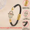 Braccialetti con ciondoli Bracciale con palme in zircone cubico lucido personalizzato in pelle nera per uomo Donna Matrimonio per feste Abbigliamento quotidiano Gioielli in acciaio inossidabile