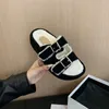 Slippers Elegant Brand Design Belt Buckle Round Toe Platform Med Heels Women Shoes Thick Sole Leisure Fashion Chaussures Femme