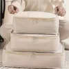 Autre organisation de stockage à domicile 3pcs organisateur de bagages sac de rangement de voyage portable cubes d'emballage compressibles pliable valise de voyage étanche sac à main en nylon