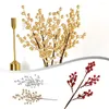 Decorative Flowers 4 Fork Red Fruit Berries Simulation Holly Berry 50cm Artificial Gold And Silver Flower Bouquet