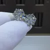 Stud Oorbellen Briljante Ronde Cut 4 Karaat Diamant Test Verleden D Kleur Moissanite Engagement Zilver 925 Originele Edelsteen Jewelry2367