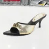 Kappy Obcasy 6 cm plus rozmiar 44 dla kobiety luksusowe buty designerskie łańcuch skórzany slajdy slajdy damskie sandały swobodne buty